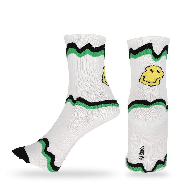 厂家直销定制袜200针一体机生产高端全棉带微笑符及其它设计男士休闲保护小腿紧口半统袜