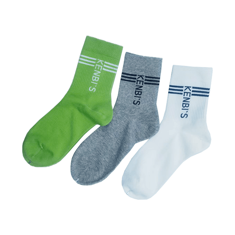 优质全棉条纹和字母提花高橡筋休闲运动袜蓝球袜